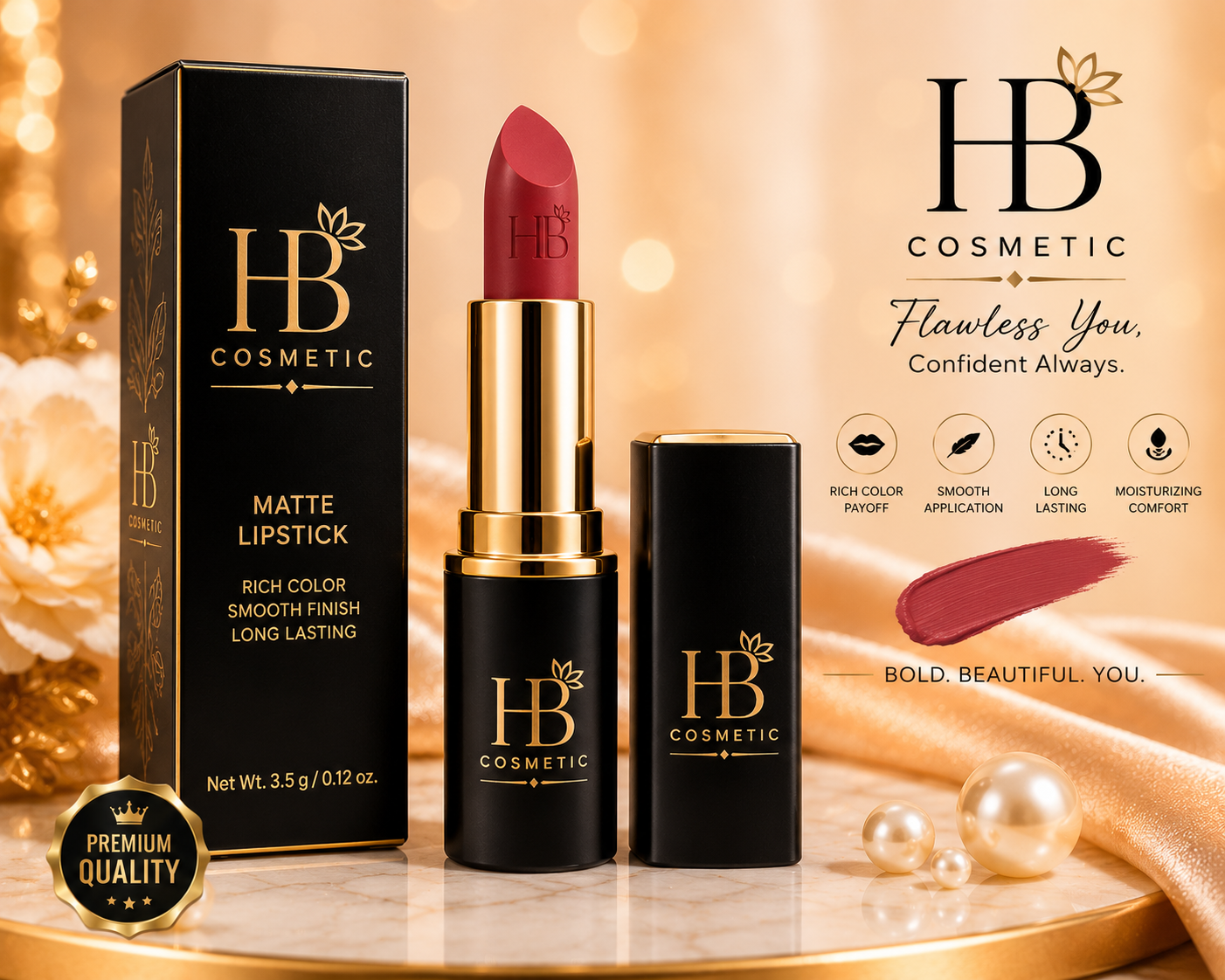 hb cosmetic matte lipstick – long lasting bold lip color hb cosmetic matte lipstick – long lasting bold lip color